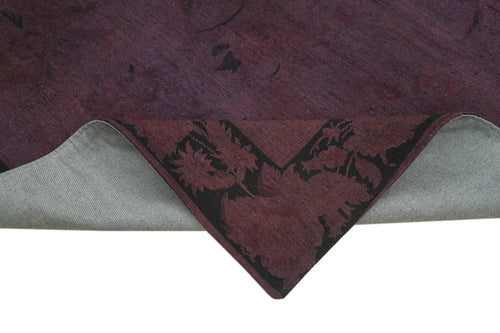 Needlepoint Purple Floral Cotton Wool Handmade Area Rug 5'7'' x 8'6''