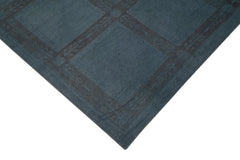 Handmade Area Rug – Blue Geometric Turkish Wool Carpet 5'5''x8'5'' Durable Cotton Wool