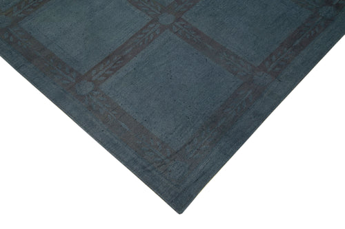 Handmade Area Rug – Blue Geometric Turkish Wool Carpet 5'5''x8'5'' Durable Cotton Wool