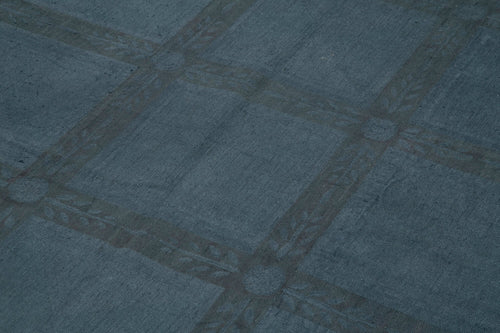 Handmade Area Rug – Blue Geometric Turkish Wool Carpet 5'5''x8'5'' Durable Cotton Wool