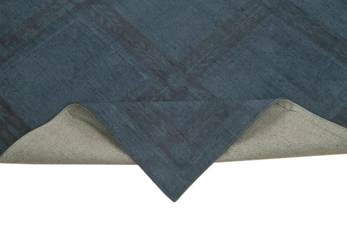 Handmade Area Rug – Blue Geometric Turkish Wool Carpet 5'5''x8'5'' Durable Cotton Wool