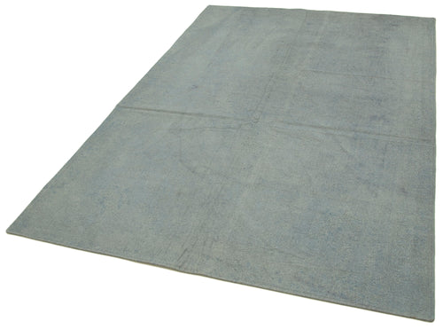 Needlepoint Grey Vintage Cotton Wool Handmade Area Rug 5'4'' x 7'9''