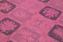 Needlepoint Pink Floral Cotton Wool Handmade Area Rug 5'1'' x 7'11''