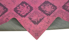 Needlepoint Pink Floral Cotton Wool Handmade Area Rug 5'1'' x 7'11''