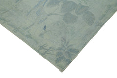 Needlepoint Grey Floral Cotton Wool Handmade Area Rug 5'11'' x 9'0''