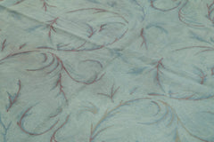 Needlepoint Blue Floral Cotton Wool Handmade Area Rug 5'4'' x 8'4''