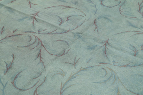 Needlepoint Blue Floral Cotton Wool Handmade Area Rug 5'4'' x 8'4''