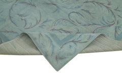 Needlepoint Blue Floral Cotton Wool Handmade Area Rug 5'4'' x 8'4''