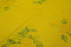 Needlepoint Yellow Floral Cotton Wool Handmade Area Rug 5'6'' x 8'6''