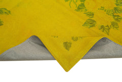 Needlepoint Yellow Floral Cotton Wool Handmade Area Rug 5'6'' x 8'6''