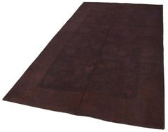 Needlepoint Brown Floral Cotton Wool Handmade Area Rug 6'0'' x 8'2''