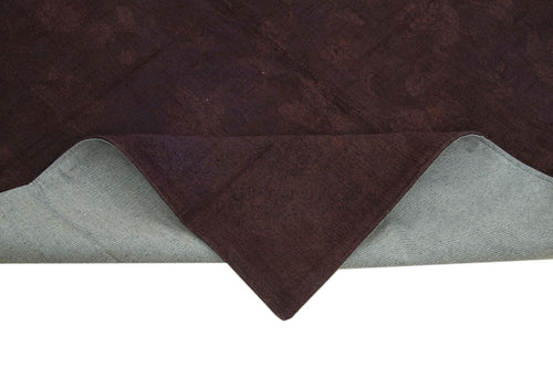 Needlepoint Brown Floral Cotton Wool Handmade Area Rug 6'0'' x 8'2''