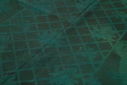 Handmade Area Rug – Vintage Wool Cotton Floral Carpet 5'5'' x 7'10'' Green