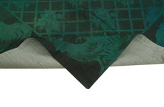 Handmade Area Rug – Vintage Wool Cotton Floral Carpet 5'5'' x 7'10'' Green