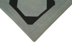 Needlepoint Grey Floral Cotton Wool Handmade Area Rug 5'5'' x 7'8''