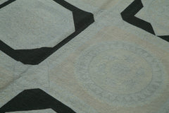 Needlepoint Grey Floral Cotton Wool Handmade Area Rug 5'5'' x 7'8''