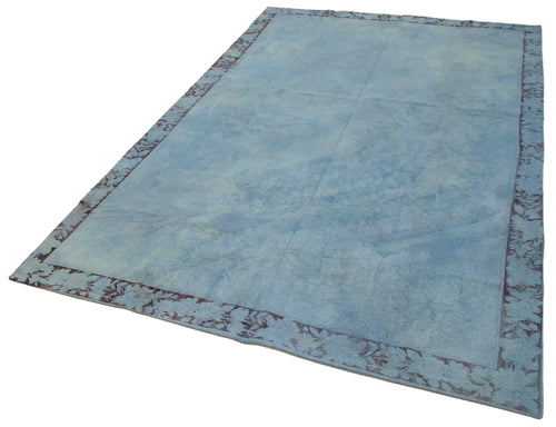 Needlepoint Blue Floral Cotton Wool Handmade Area Rug 5'4'' x 8'6''