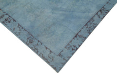 Needlepoint Blue Floral Cotton Wool Handmade Area Rug 5'4'' x 8'6''