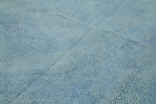 Needlepoint Blue Floral Cotton Wool Handmade Area Rug 5'4'' x 8'6''