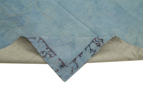 Needlepoint Blue Floral Cotton Wool Handmade Area Rug 5'4'' x 8'6''