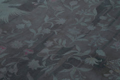 Needlepoint Grey Floral Cotton Wool Handmade Area Rug 5'4'' x 8'0''