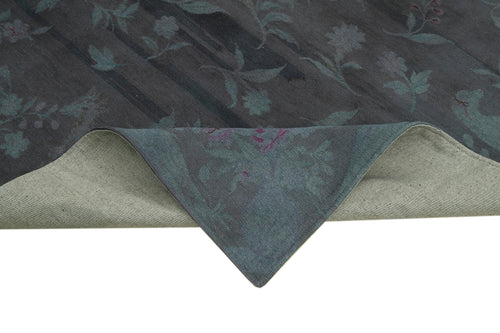 Needlepoint Grey Floral Cotton Wool Handmade Area Rug 5'4'' x 8'0''