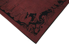 Handmade Area Rug – Needlepoint Floral Design Red Cotton Wool Carpet 5'4"x8'3"