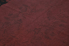 Handmade Area Rug – Needlepoint Floral Design Red Cotton Wool Carpet 5'4"x8'3"