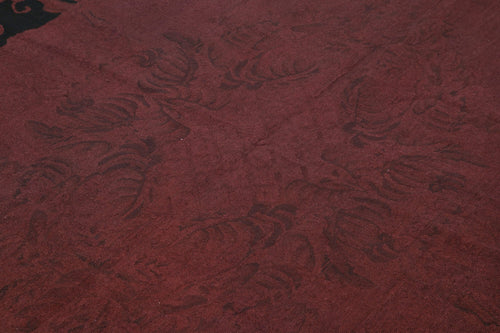 Handmade Area Rug – Needlepoint Floral Design Red Cotton Wool Carpet 5'4"x8'3"