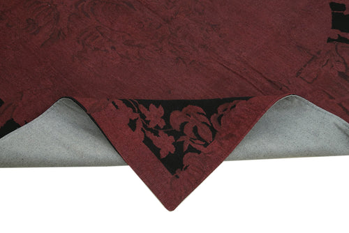 Handmade Area Rug – Needlepoint Floral Design Red Cotton Wool Carpet 5'4"x8'3"