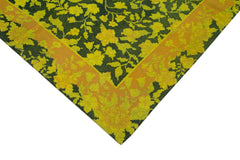 Needlepoint Yellow Floral Cotton Wool Handmade Area Rug 5'6'' x 8'0''