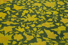 Needlepoint Yellow Floral Cotton Wool Handmade Area Rug 5'6'' x 8'0''