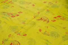 Needlepoint Yellow Floral Cotton Wool Handmade Area Rug 5'4'' x 8'5''