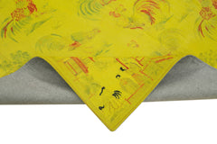 Needlepoint Yellow Floral Cotton Wool Handmade Area Rug 5'4'' x 8'5''