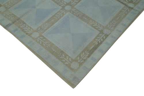 Needlepoint Grey Floral Cotton Wool Handmade Area Rug 5'7'' x 8'7''