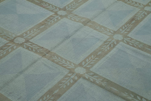 Needlepoint Grey Floral Cotton Wool Handmade Area Rug 5'7'' x 8'7''