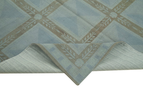 Needlepoint Grey Floral Cotton Wool Handmade Area Rug 5'7'' x 8'7''