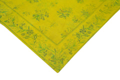 Needlepoint Yellow Floral Cotton Wool Handmade Area Rug 5'5'' x 8'3''