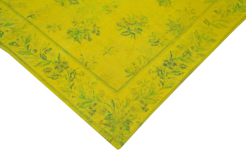 Needlepoint Yellow Floral Cotton Wool Handmade Area Rug 5'5'' x 8'3''