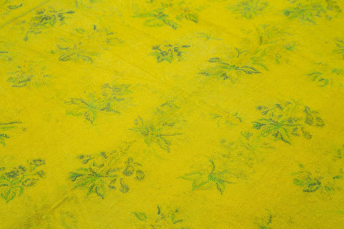 Needlepoint Yellow Floral Cotton Wool Handmade Area Rug 5'5'' x 8'3''