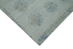 Needlepoint Grey Floral Cotton Wool Handmade Area Rug 5'3'' x 7'10''