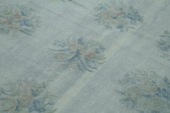 Needlepoint Grey Floral Cotton Wool Handmade Area Rug 5'3'' x 7'10''