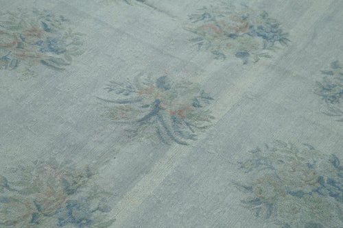 Needlepoint Grey Floral Cotton Wool Handmade Area Rug 5'3'' x 7'10''