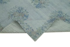 Needlepoint Grey Floral Cotton Wool Handmade Area Rug 5'3'' x 7'10''