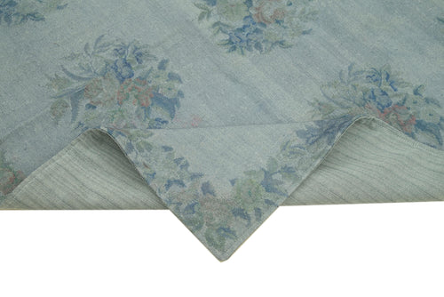 Needlepoint Grey Floral Cotton Wool Handmade Area Rug 5'3'' x 7'10''