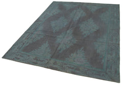 Handmade Area Rug – Needlepoint Grey Floral Cotton Wool Carpet 5'7''x7'5''