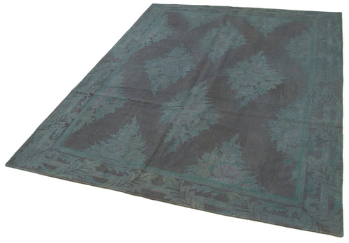 Handmade Area Rug – Needlepoint Grey Floral Cotton Wool Carpet 5'7''x7'5''