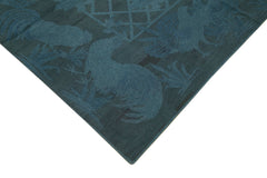 Needlepoint Grey Floral Cotton Wool Handmade Area Rug 5'5'' x 8'4''