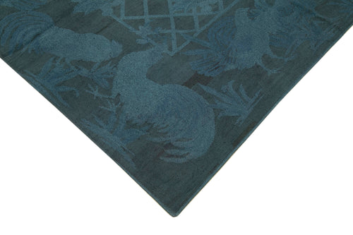 Needlepoint Grey Floral Cotton Wool Handmade Area Rug 5'5'' x 8'4''