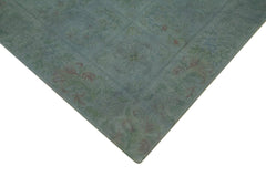 Needlepoint Grey Floral Cotton Wool Handmade Area Rug 7'5'' x 9'7''